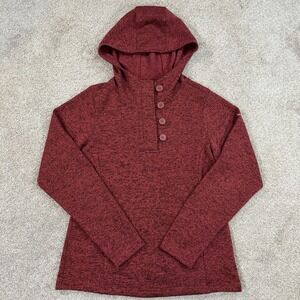Columbia Womens Hoodie‎ Pullover L Red Fleece Henley Hooded Outdoor Casual
